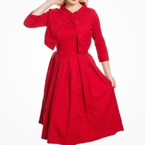 LindyBop Marianne Red Swing Dress Jacket Twin Set